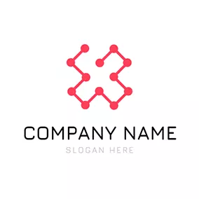 Dotted Logo Connected Red Lines and Dot logo design