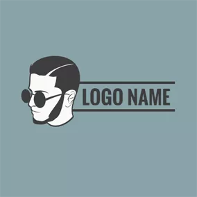 Mustache Logo Cool Flattop Hipster logo design