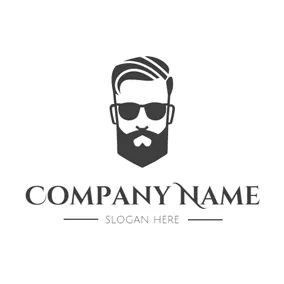 Logo Hipster Cool Glasses and Hipster Head logo design