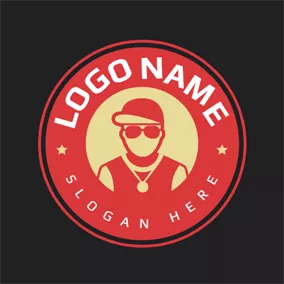 Logótipo De Rap Cool Rapper and Red Circle logo design