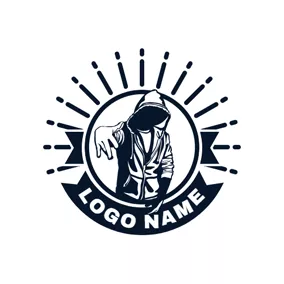 说唱 Logo Cool Rapper Light and Banner logo design