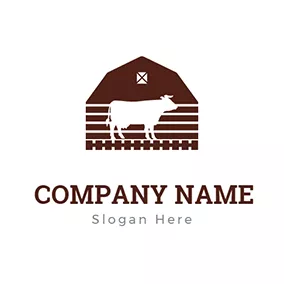 牧場 Logo Cow and Barn logo design