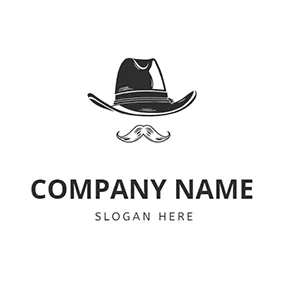 鬍鬚Logo Cowboy Hat Beard Male logo design