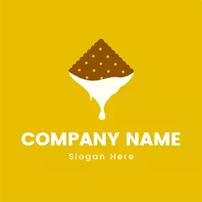 クッキーロゴ Cream and Brown Cookies logo design