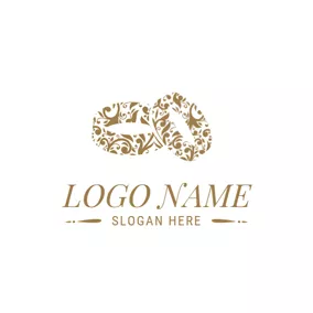 Golden Logo Creative Rings and Wedding logo design