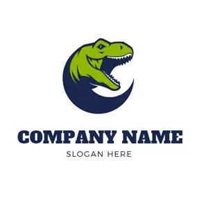 恐竜ロゴ Crescent and Raptor Mascot logo design
