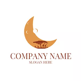 Tree Logo Crescent Tree Animal African logo design