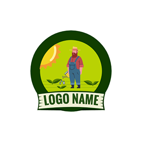 Farm Logo Crops Sun Circle Banner Farmer logo design