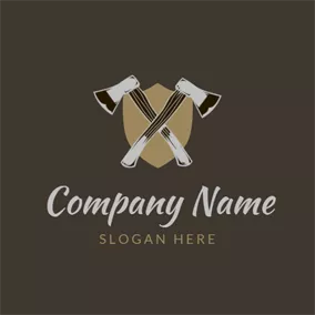 Battle Logo Cross Axe and Badge logo design