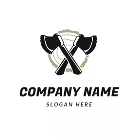Forestry Logo Cross Axe and Wood logo design