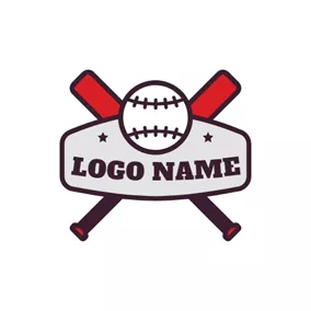 野球のロゴ Cross Baseball Bat and Ball logo design