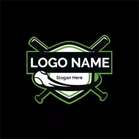 Badge Logo Cross Bat and Softball logo design