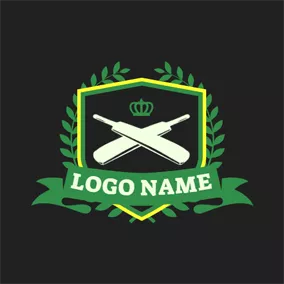 Logótipo De Críquete Cross Cricket Bat and Badge logo design