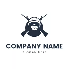 飞行员 Logo Cross Gun and Army Man logo design