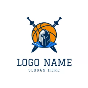 籃球Logo Cross Sword and Basketball logo design