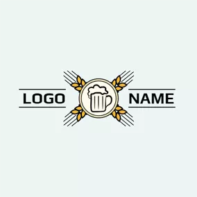 啤酒Logo Cross Wheat and Beer logo design