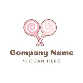 Sugar Logo Cross White and Pink Lollipop logo design