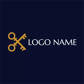 Metal Logo Cross Yellow Key Icon logo design