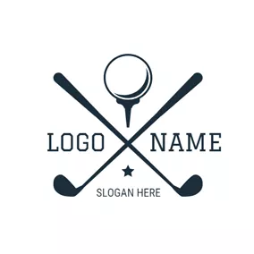 十字架ロゴ Crossed Golf Clubs and Ball logo design