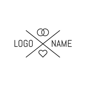 Heart Logo Crossed Line and Linked Ring logo design