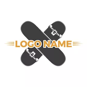 Logotipo De Monopatín Crossed Skateboard Streetwear logo design