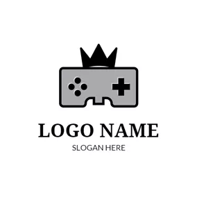 Rectangle Logo Crown and Game Controller logo design