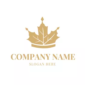 Flat Logo Crown and Maple Leaf logo design