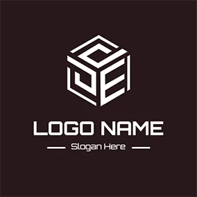 エッジロゴ Cube and Abstract Letter D E logo design