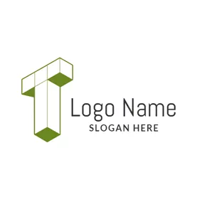 3D Logo Cubic Green Letter T logo design