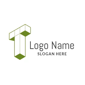 Green Logo Cubic Green Letter T logo design