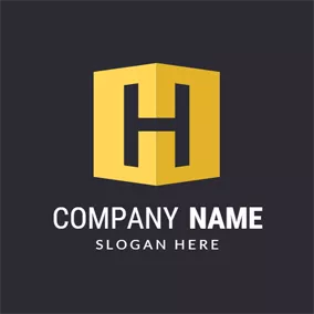 Logótipo Cubo Cubic Yellow and Black Letter H logo design