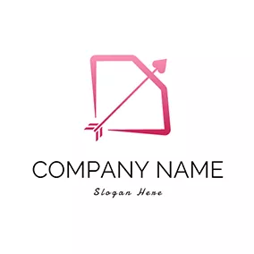 Pink Logo Cupid Arrow Bow and Love logo design