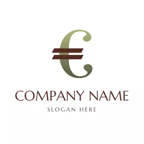Logótipo Comercial Curly Gradient Euro Symbol logo design