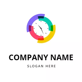 Color Logo Curve Overlay Clock Time logo design