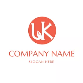 Kロゴ Curve Pen Circle Letter U K logo design