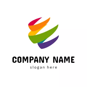 弓のロゴ Curving and Beautiful Rainbow logo design