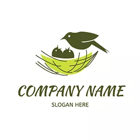 Bird Logo Cute Bird and Nest logo design