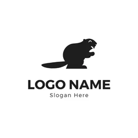 水獭 Logo Cute Black Beaver Icon logo design