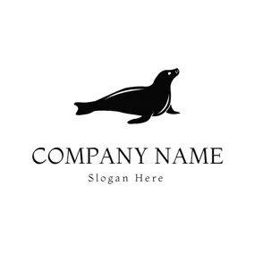 パフォーマンス ロゴ Cute Black Sea Lion logo design