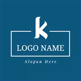 アルファベットロゴ Cute Blue and White Letter K logo design