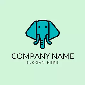 象のロゴ Cute Blue Elephant Head logo design