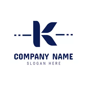 カットロゴ Cute Blue Letter K logo design