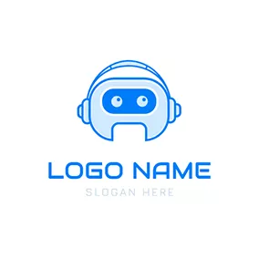 智能logo Cute Blue Robot and Ai logo design