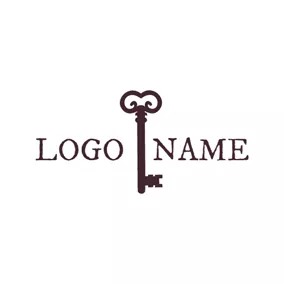 Locksmith Logo Cute Brown Key logo design
