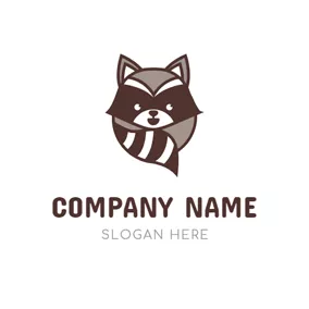 Face Logo Cute Brown Raccoon Icon logo design