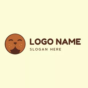 海豹 Logo Cute Brown Seal Face logo design
