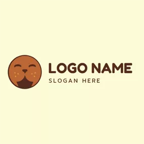 顔ロゴ Cute Brown Seal Face logo design