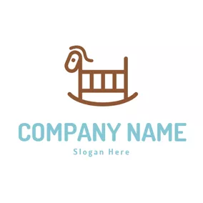 Logotipo De Caballo Cute Brown Wooden Horse logo design