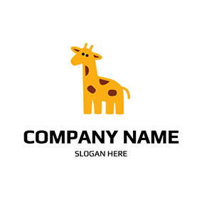 Childish Logo Cute Cartoon Giraffe logo design