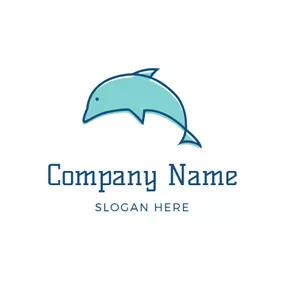 カットロゴ Cute Dolphin Icon logo design
